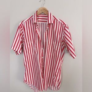 Striped pinkish red shirt